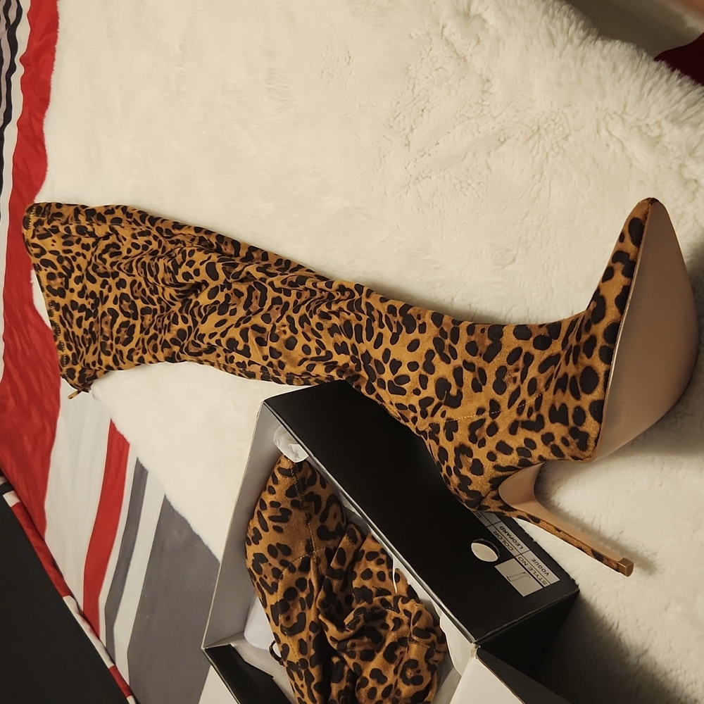 Leopard Print Knee High Boots Size 11